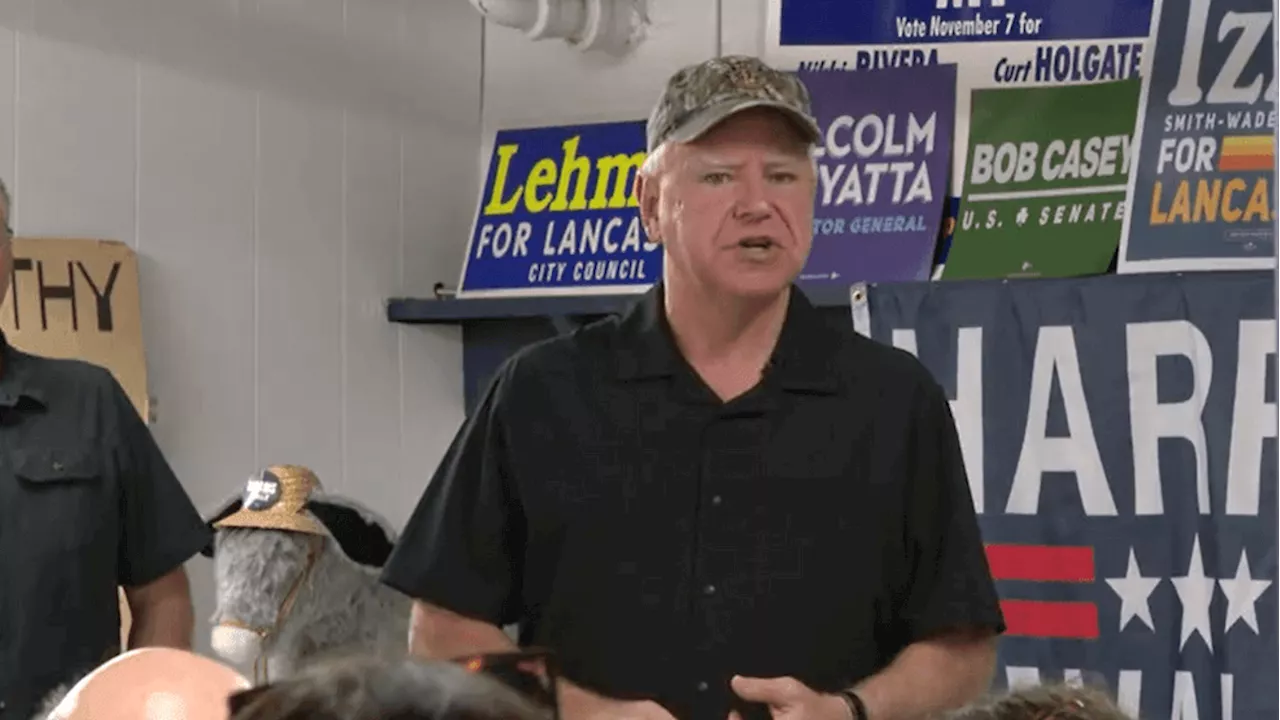 Gov. Tim Walz makes first solo campaign stop in Central PA