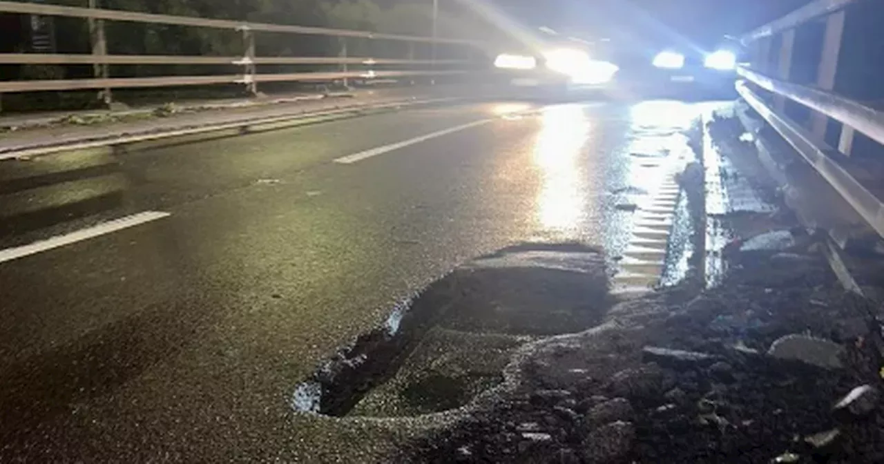 Giant pothole on Glasgow M8 slip road branded 'Grand Canyon' by appalled drivers