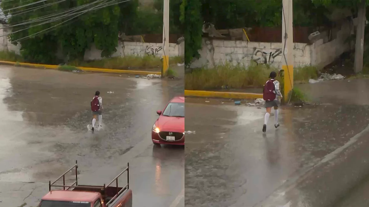 Estudiante Corre 3 Kilómetros Bajo la Lluvia para No Faltar a Clases en Torreón, Coahuila