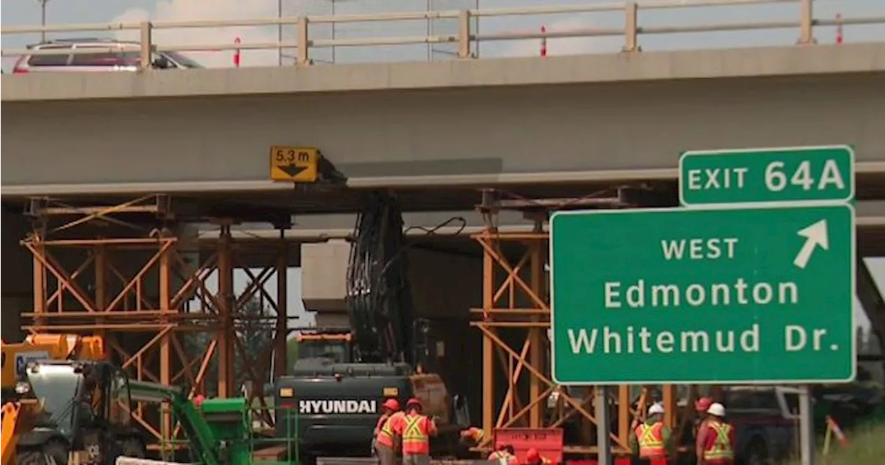 $2.3M in repairs needed to fix Whitemud overpass hit by excavator in east Edmonton