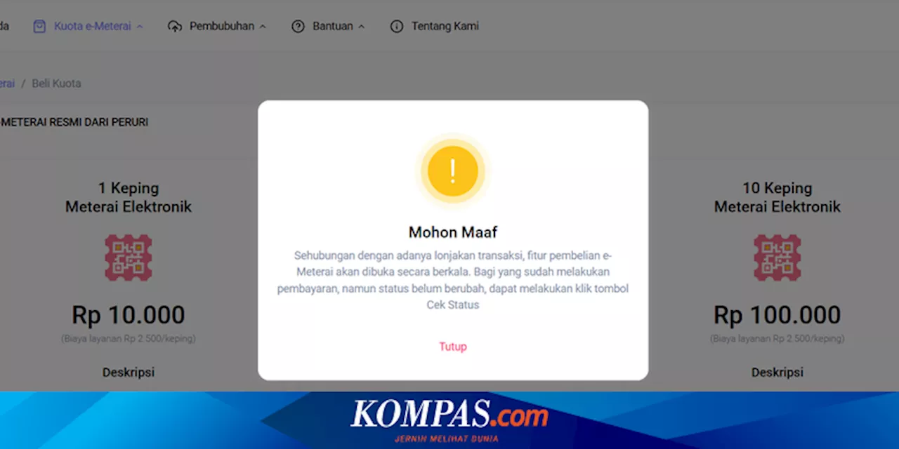 Situs E-meterai CPNS 2024 Eror, Apa yang Bisa Dilakukan Pendaftar?