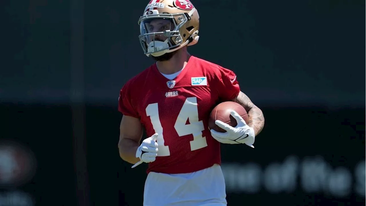 San Francisco 49ers rookie Ricky Pearsall watches practice 5 days after shooting