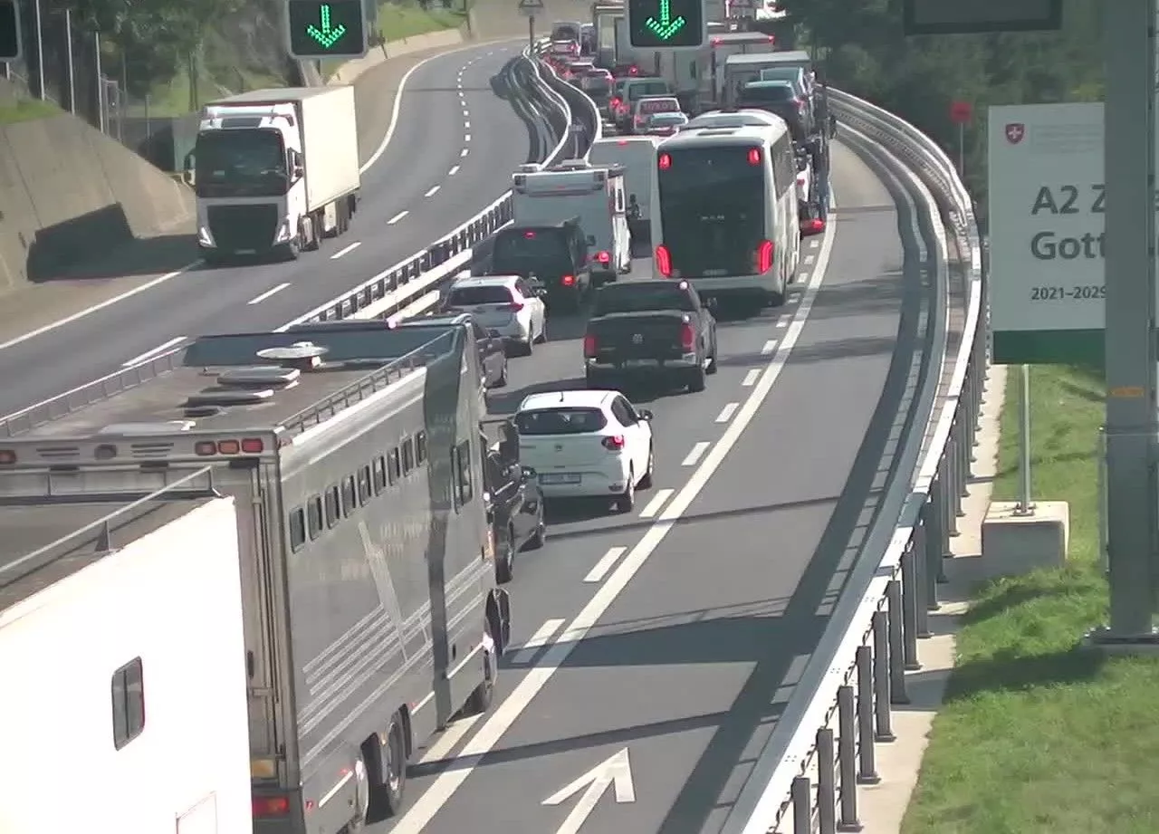 TCS: Gotthard-Stau im Juli und im August auf dem Niveau des Vorjahres