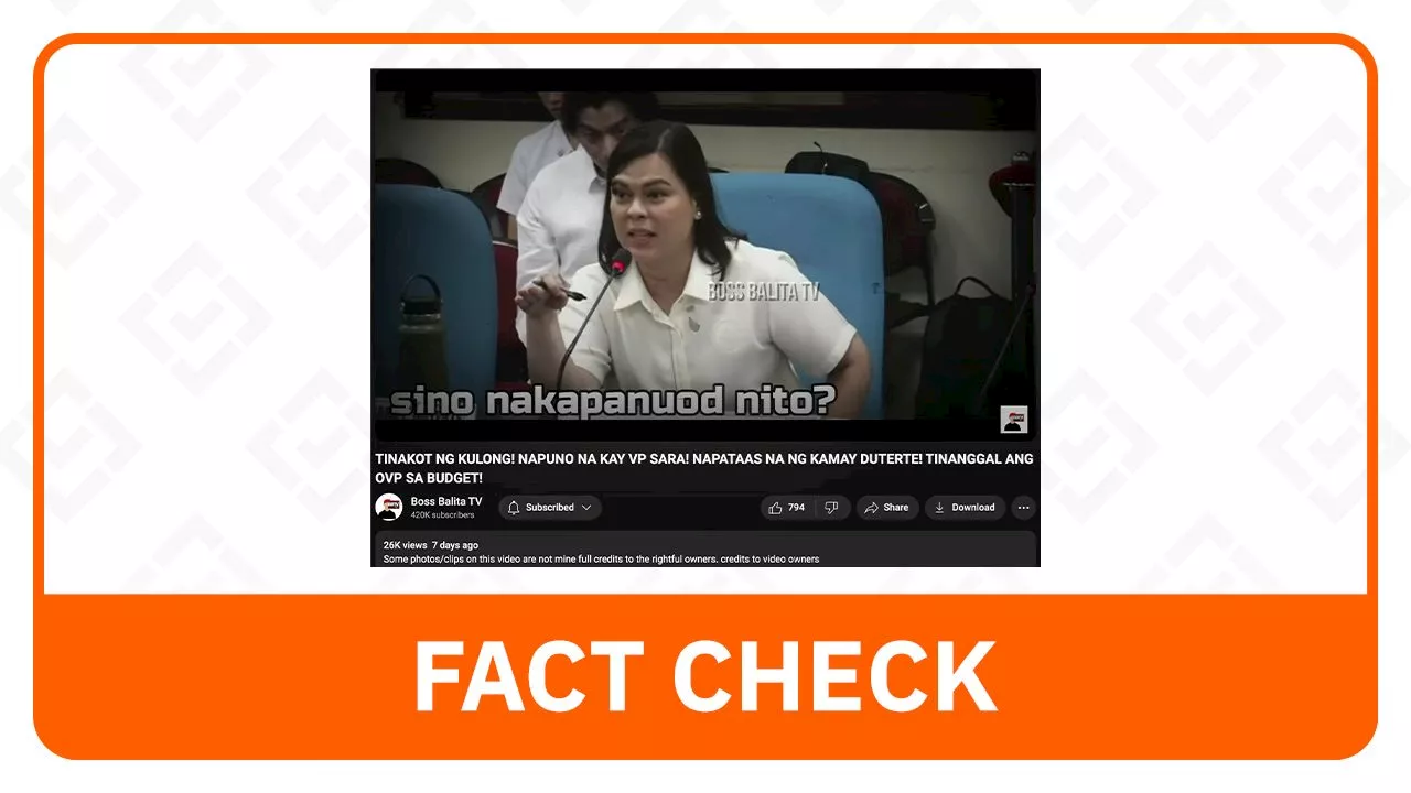 FACT CHECK: Sara Duterte not threatened with arrest during OVP budget hearing