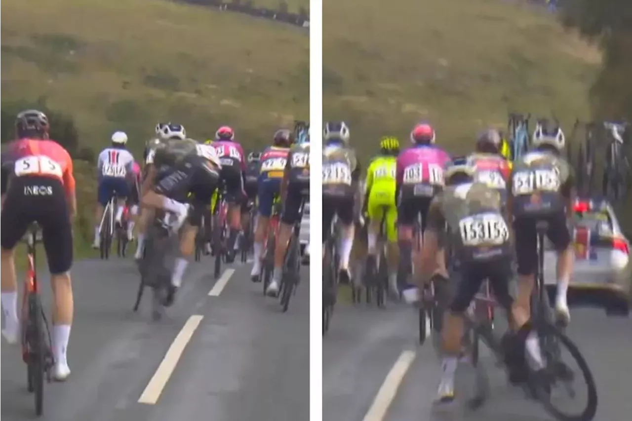 Tour of Britain cyclist's insane save to avoid highspeed crash on fast