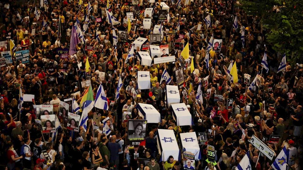 Live blog: Israelis rally against Netanyahu with mock coffins amid Gaza war