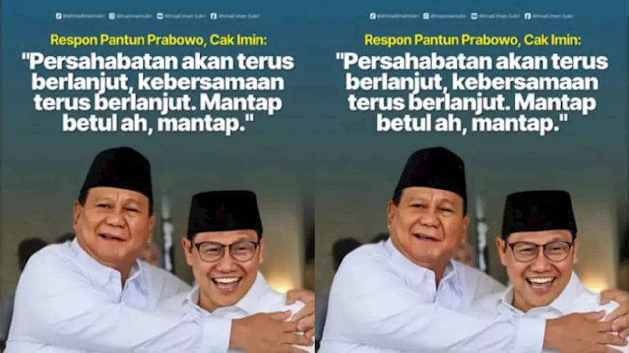 Cak Imin Unggah Foto Berpelukan dengan Prabowo: Persahabatan Akan Terus Berlanjut