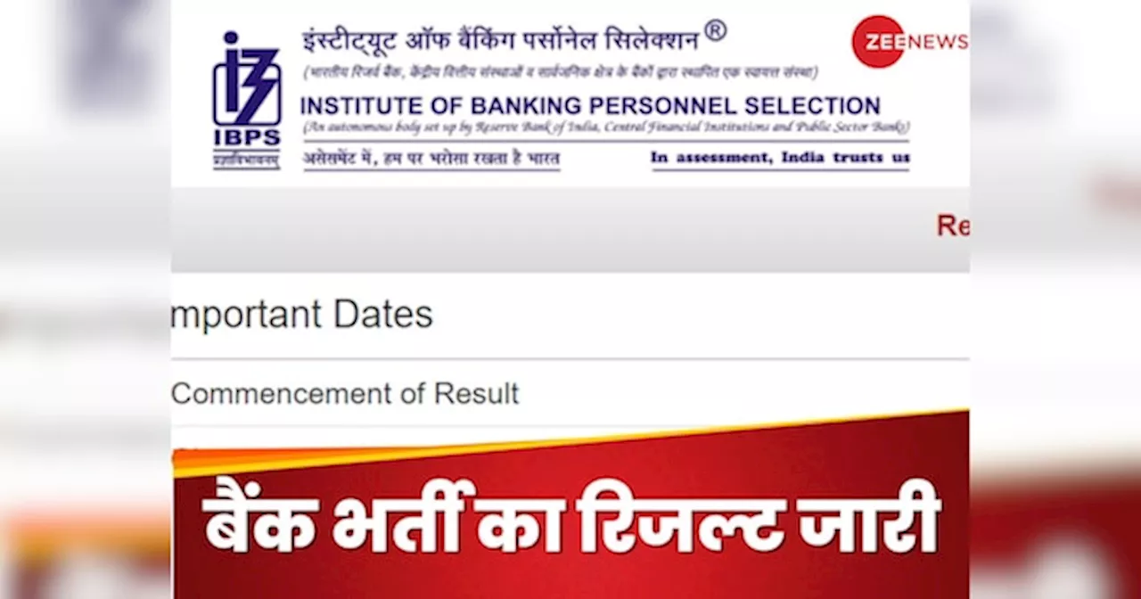 IBPS RRB PO का रिजल्ट जारी, जानिए ibps.in पर कैसे चेक कर सकते हैं अपने मार्क्स