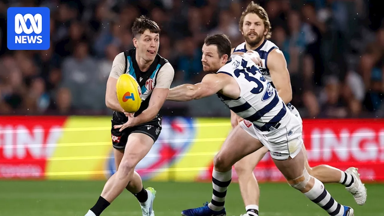 Zak Butters hospitalised after suffering rib injury in Port Adelaide's qualifying final loss to Geelong