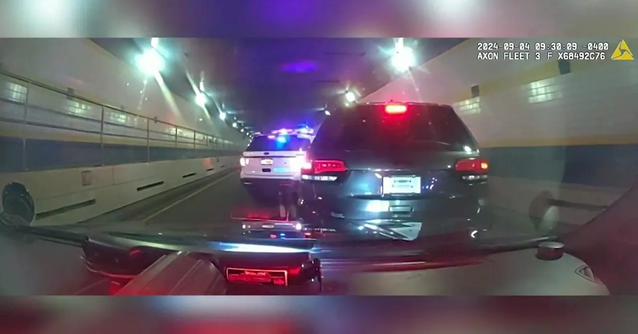 NYPD dashcam video shows Queens-Midtown Tunnel pursuit of 'ghost plate' suspect