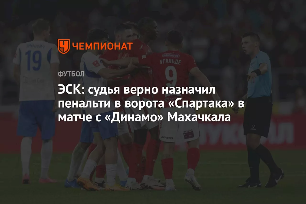 ЭСК: судья верно назначил пенальти в ворота «Спартака» в матче с «Динамо» Махачкала