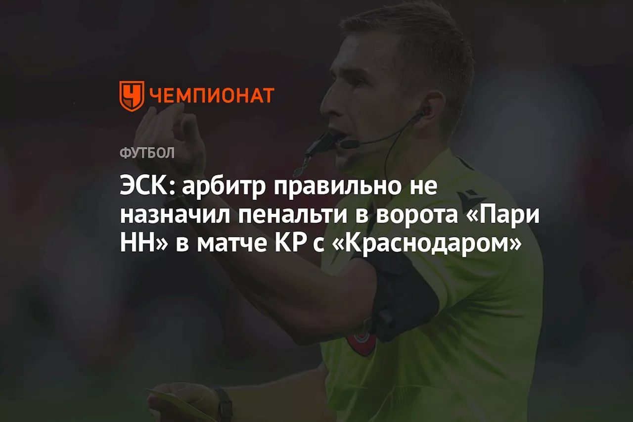 ЭСК: арбитр правильно не назначил пенальти в ворота «Пари НН» в матче КР с «Краснодаром»