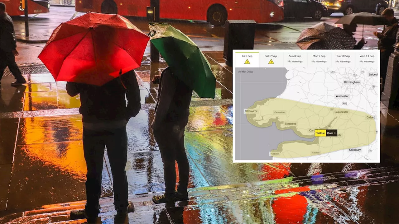 Brits set for thundery washout weekend as Met Office issues yellow weather warning for rain