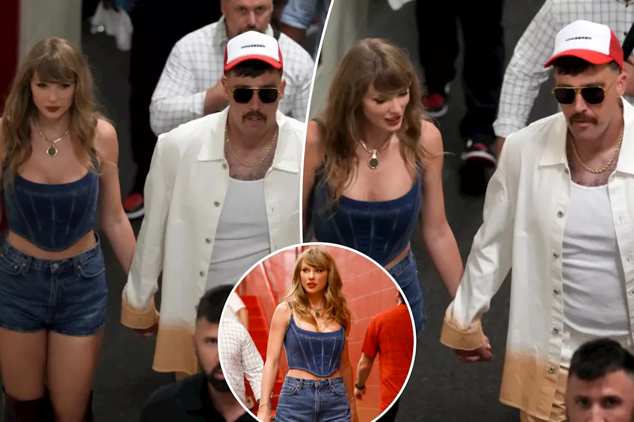 Taylor Swift and Travis Kelce hold hands leaving Arrowhead after Chiefs’ opening win