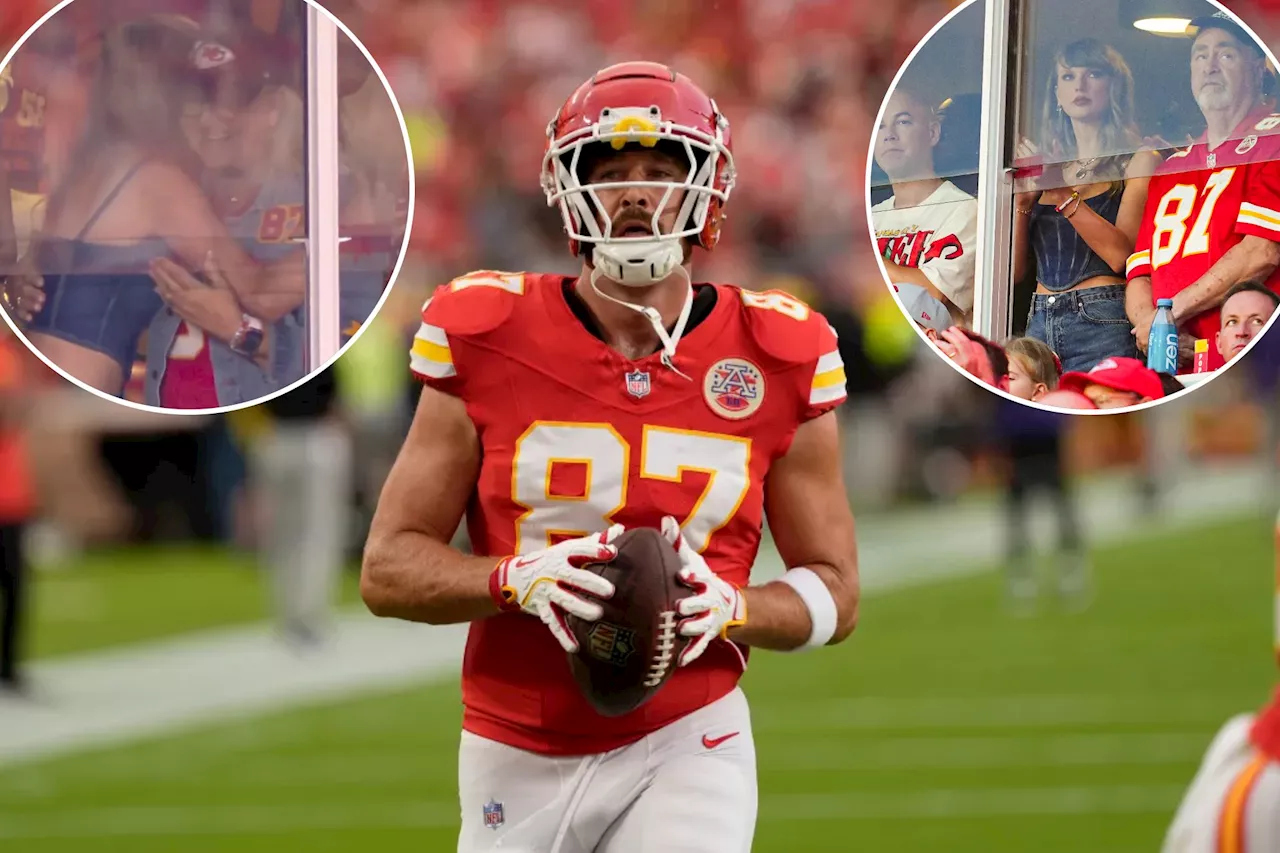 Taylor Swift hugs Donna Kelce as Travis helps Patrick Mahomes make history