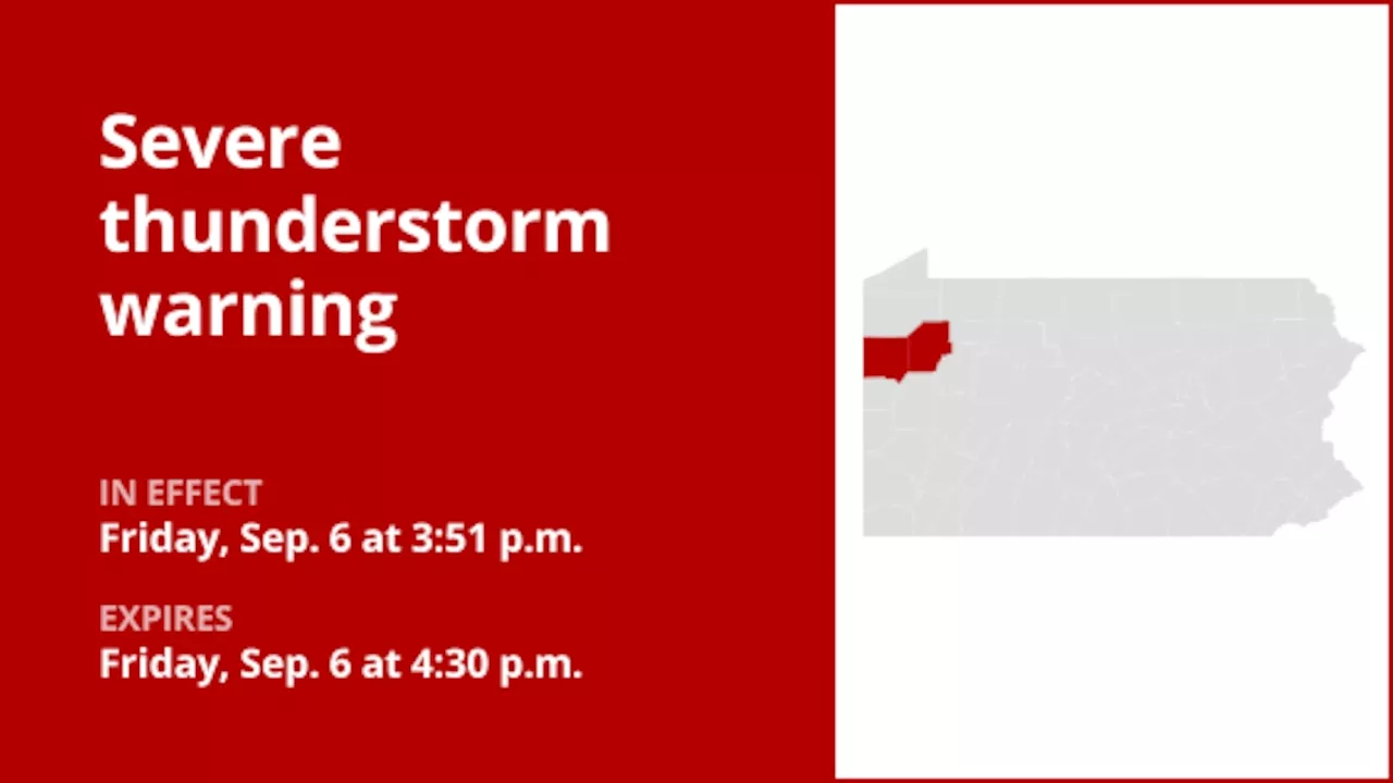 Thunderstorms with damaging winds in Mercer and Venango counties Friday