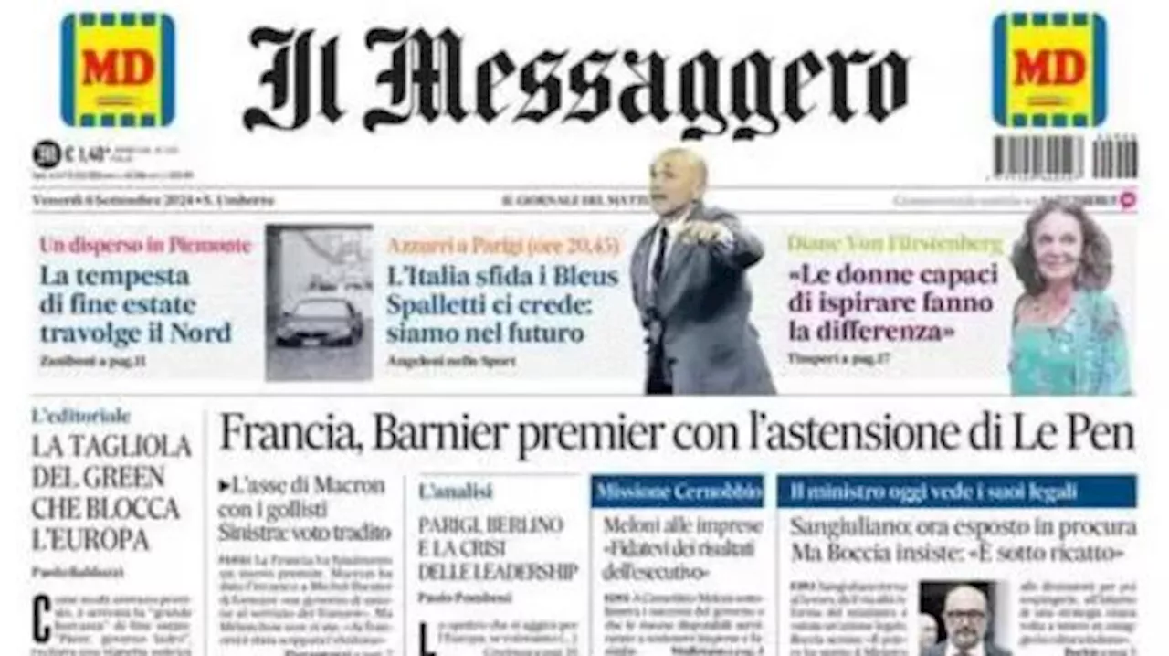 Il Messaggero in taglio alto: “L’Italia sfida i Blues, Spalletti ci crede”