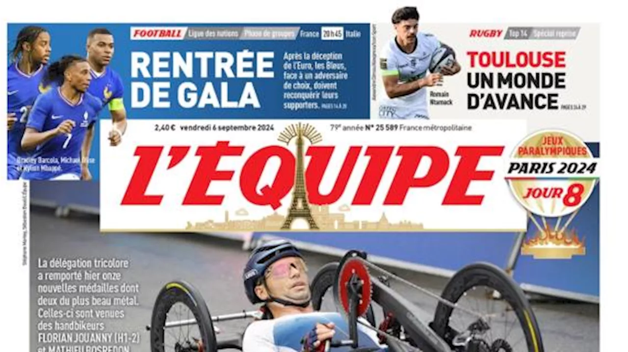 L'Equipe sulla partita a Parigi tra Francia e Italia: 'Ricevimento di Gala'