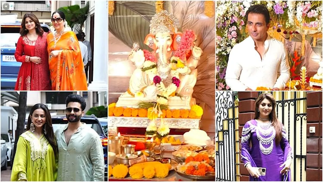 Ganesh Chaturthi: गणपति पूजा पर बहन शिल्पा शेट्टी के घर पहुंचीं शमिता, सोनू सूद ने पैपराजी को बांटी मिठाई