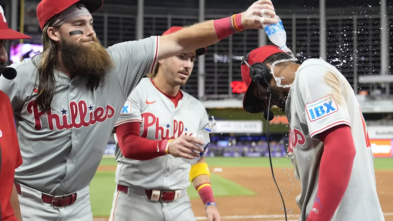 Trea Turner, Kyle Schwarber homer to help Phillies overpower Marlins 16-2