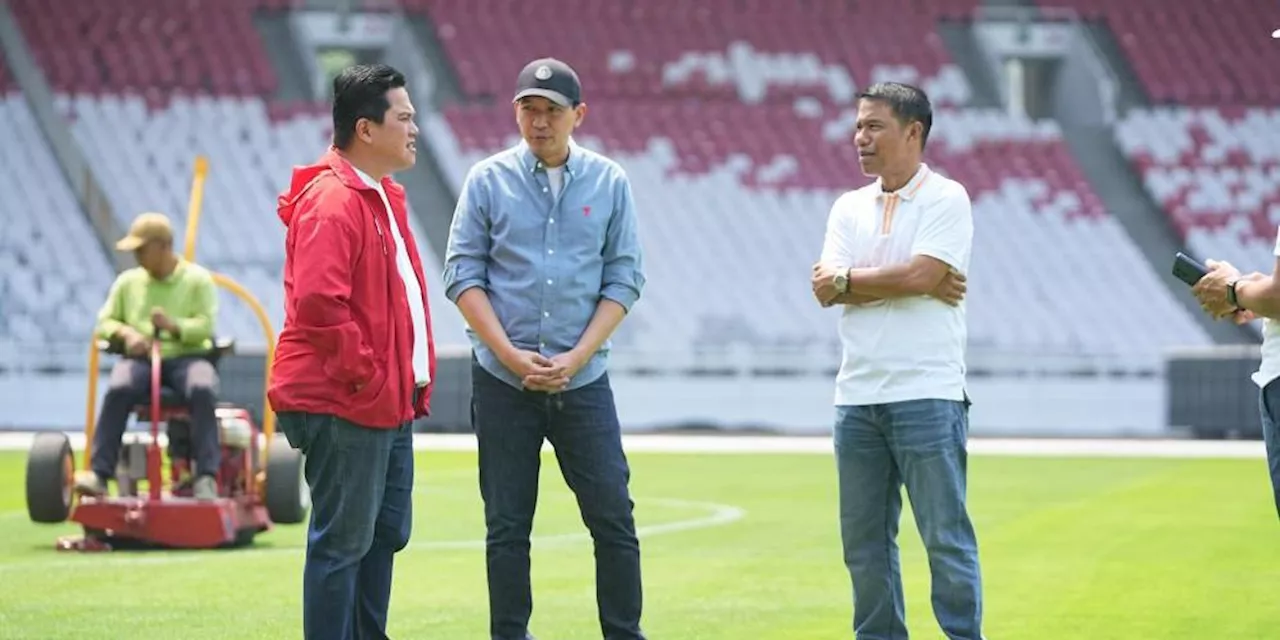 Jelang Laga Melawan Australia, Ketua Umum PSSI Erick Thohir Cek Kondisi Stadion GBK