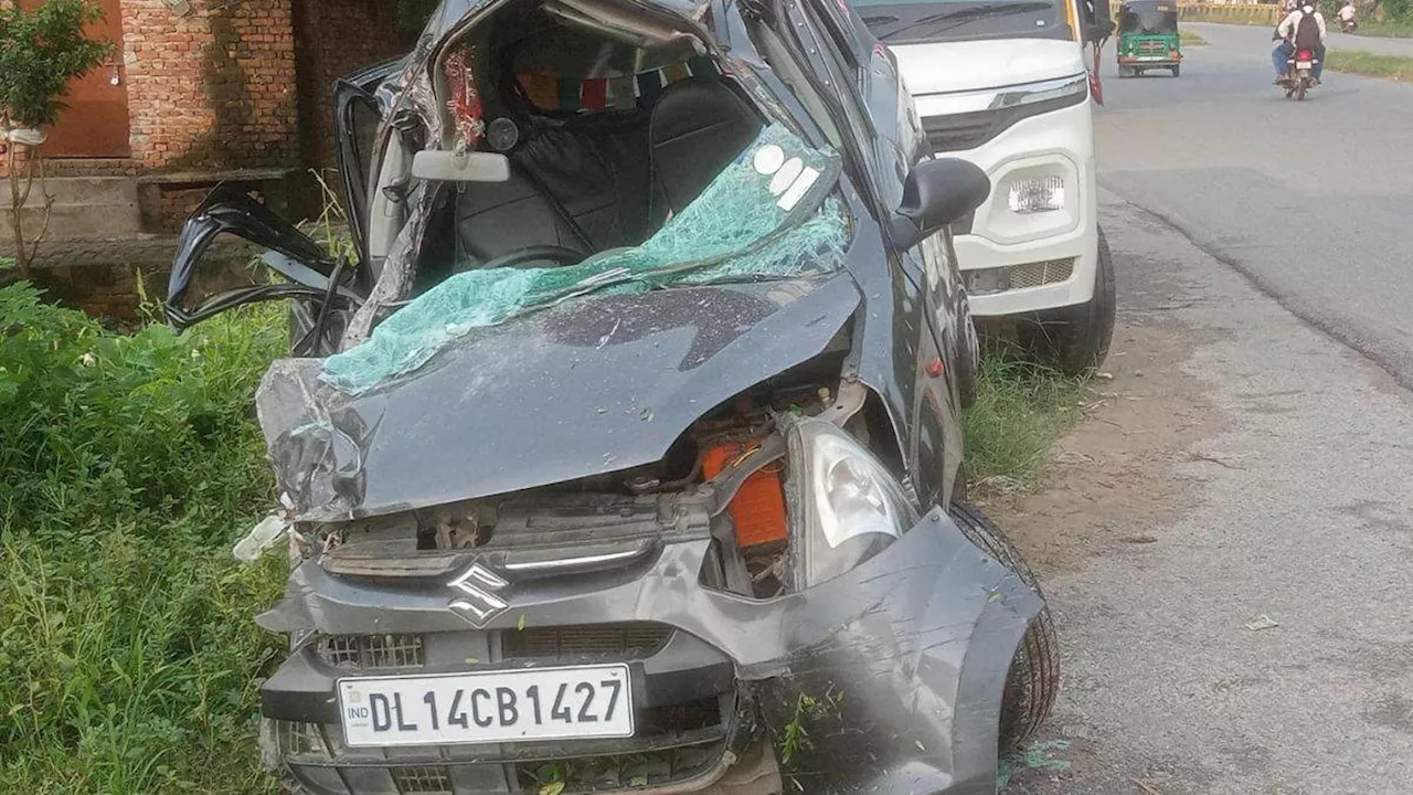 Hapur Accident: अनियंत्रित होकर डिवाइडर क्रॉस कर ट्रक से टकराई कार, पांच लोग घायल