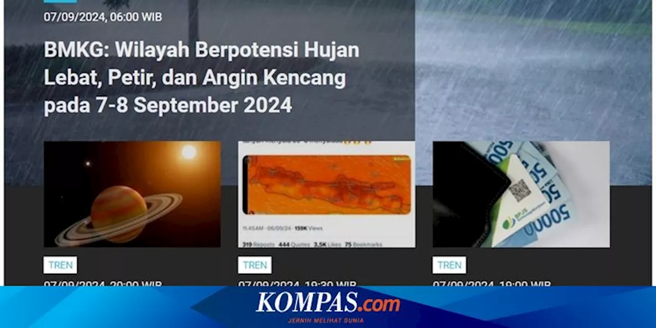 [POPULER TREN] Prakiraan Cuaca BMKG 7-8 September | Update Instansi Paling Ramai dan Sepi Peminat CPNS 2024