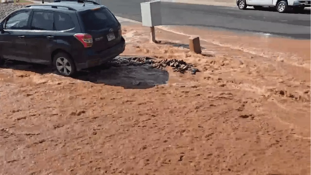 Water main bursts in Washington City, flooding surrounding streets