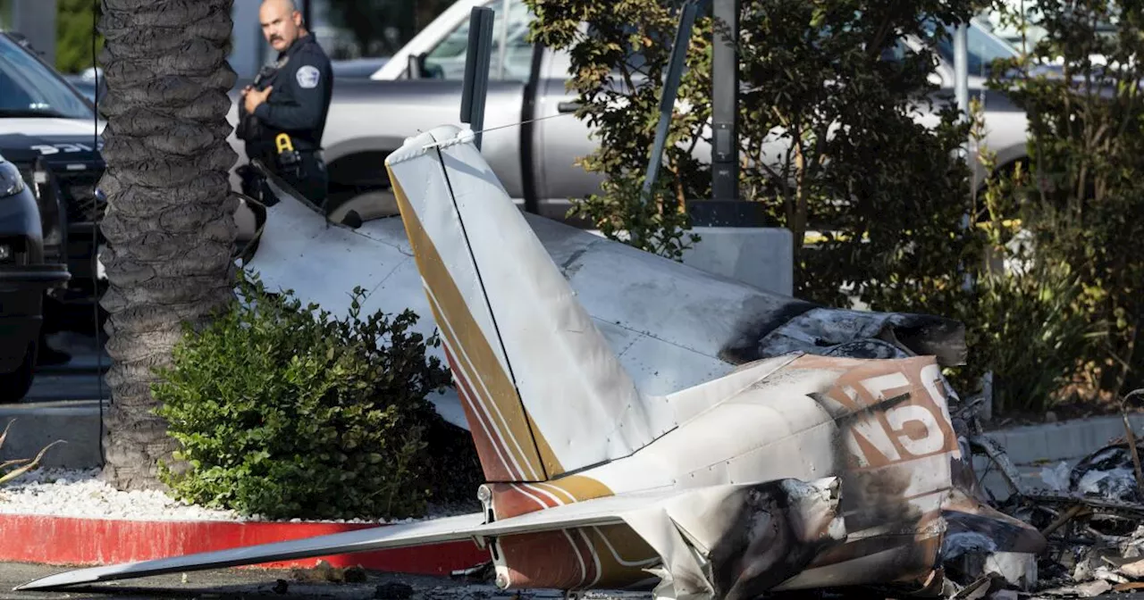 Small plane crashes in street, bursts into flames in Hawthorne