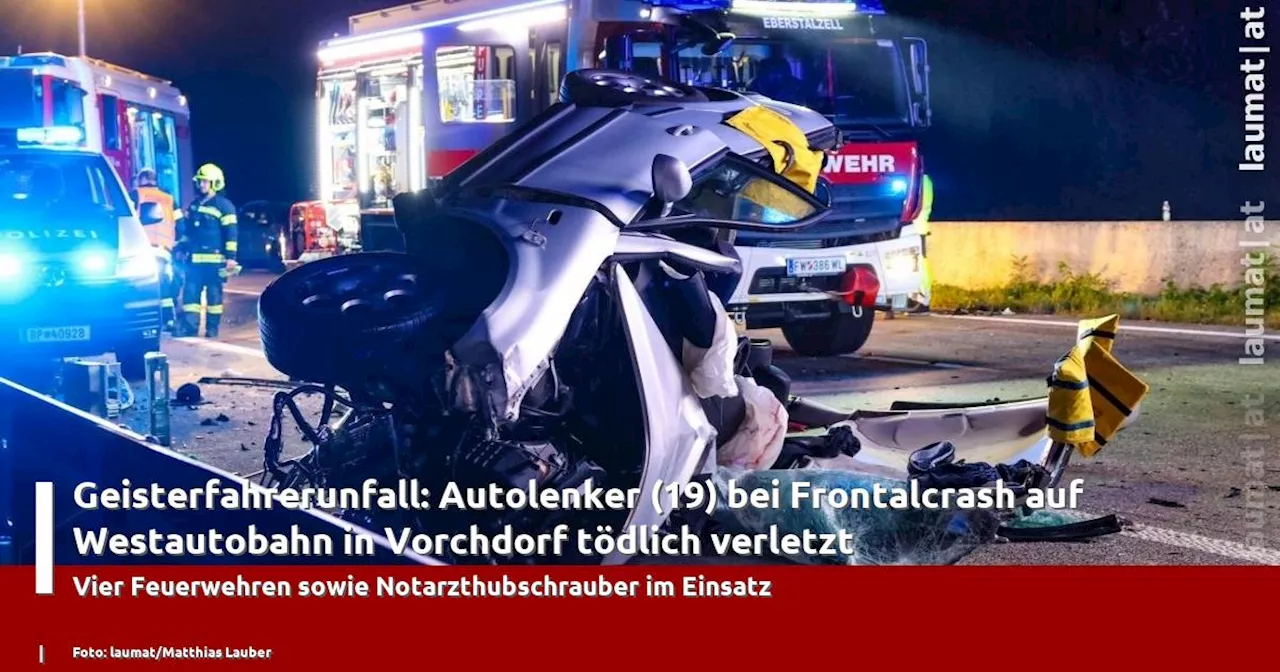 Geisterfahrerunfall: Autolenker (19) bei Frontalcrash auf Westautobahn in Vorchdorf tödlich verletzt