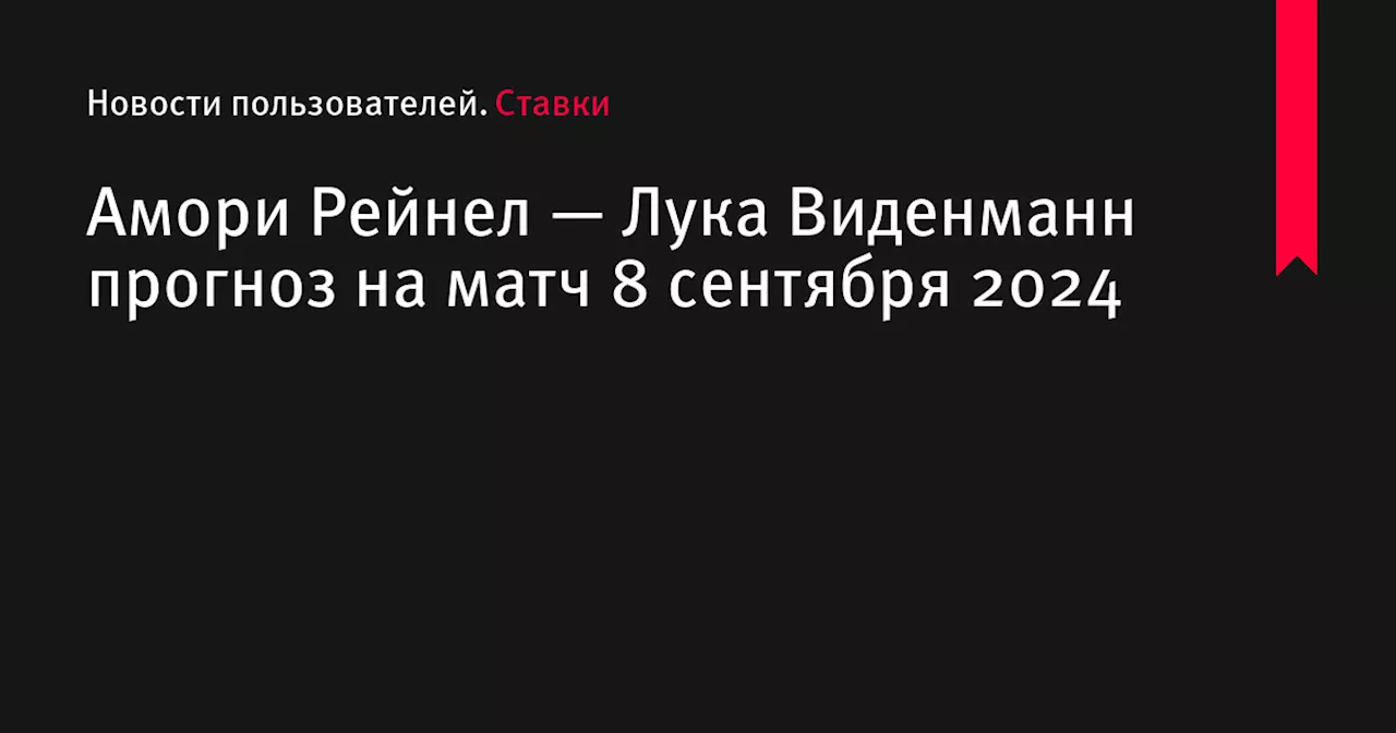 Амори Рейнел — Лука Виденманн прогноз на матч 8 сентября 2024