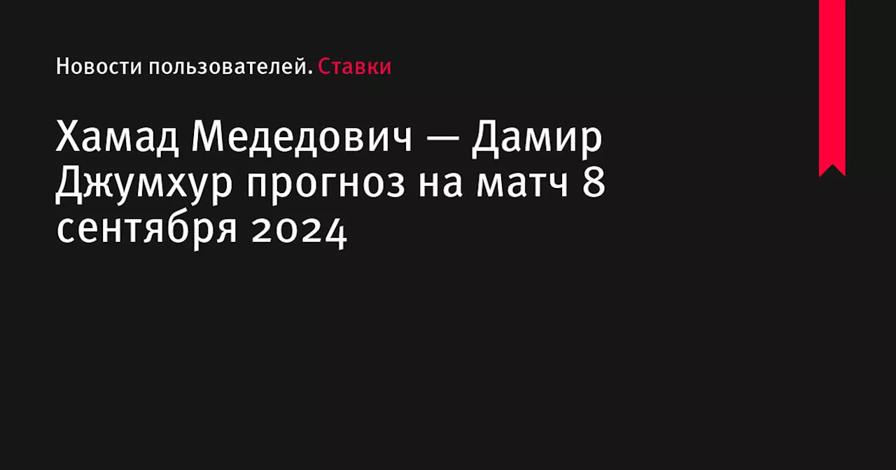 Хамад Медедович — Дамир Джумхур прогноз на матч 8 сентября 2024