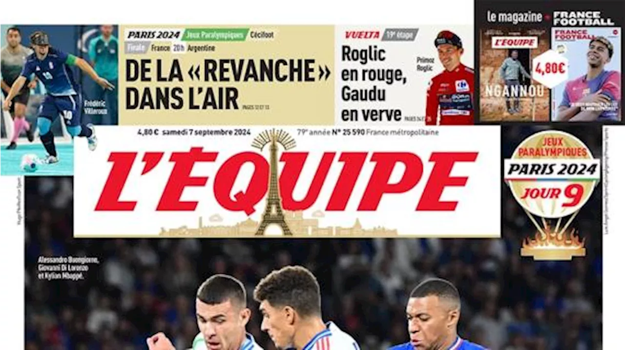 L'Equipe in apertura dopo il ko della Francia contro l'Italia: 'Blues impotenti'