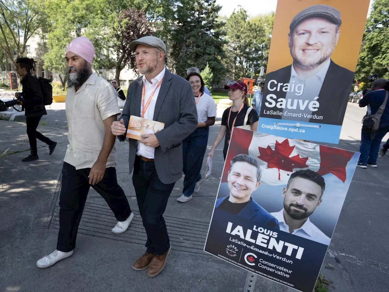 Montreal byelection candidates go door-to-door on early voting day