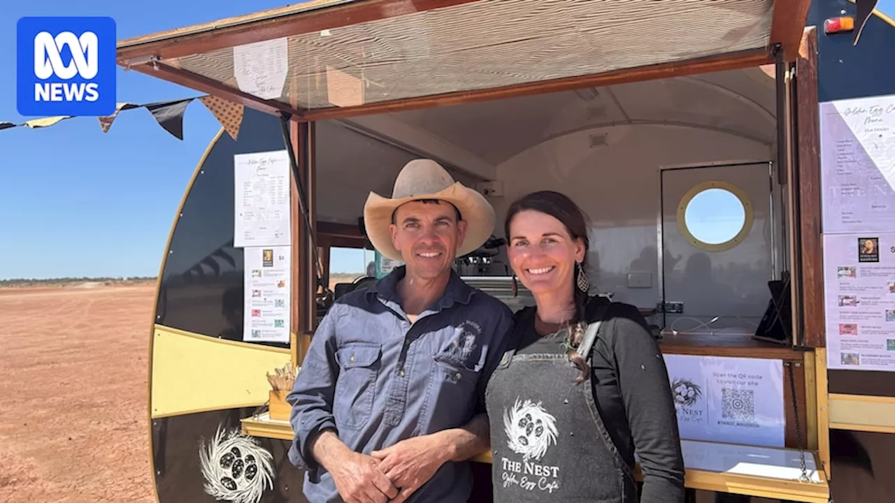 Outback coffee van near Cameron Corner mistaken for a mirage by tourists