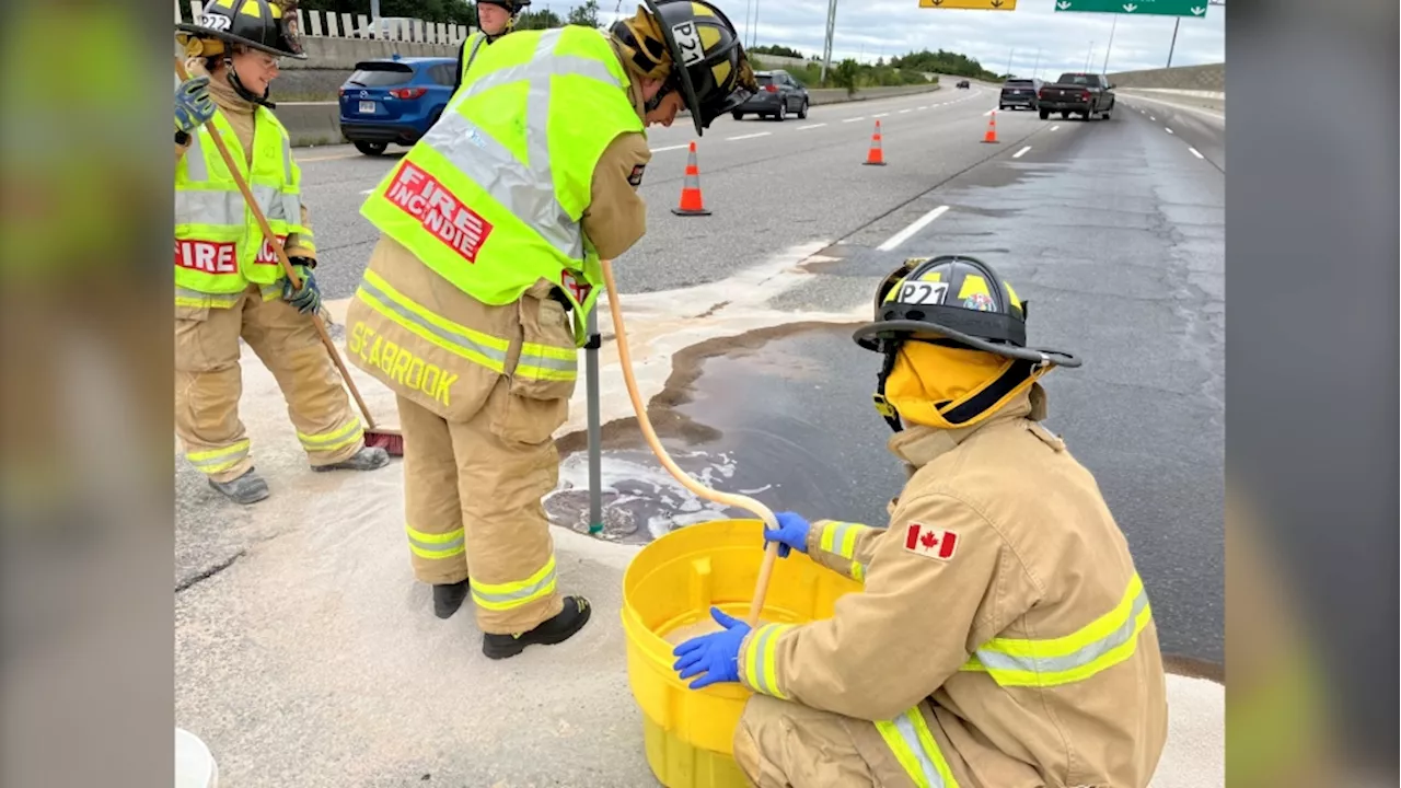 Hazmat contains fuel leak on Highway 417 near Bayshore mall