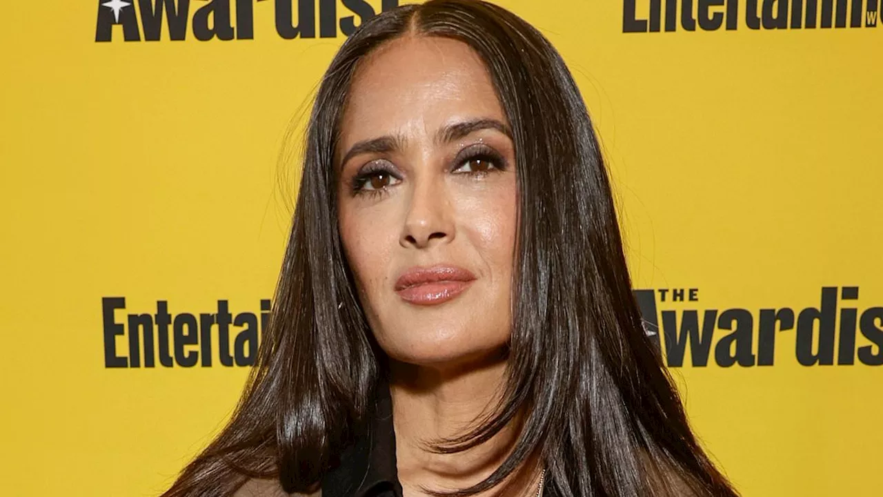 Salma Hayek, 58, is a brunette bombshell in sheer blouse at Entertainment Weekly party during TIFF