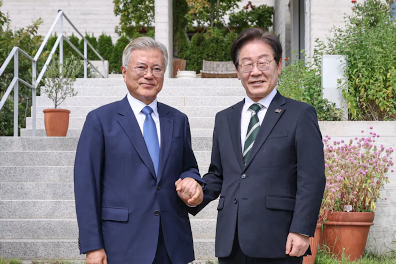 이재명 7개월 만에 문재인 예방···“검찰 수사 정치탄압” 공감대