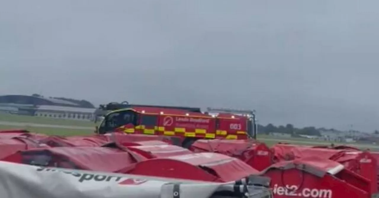 Fire engine storms Leeds Bradford Airport runway as flights delayed