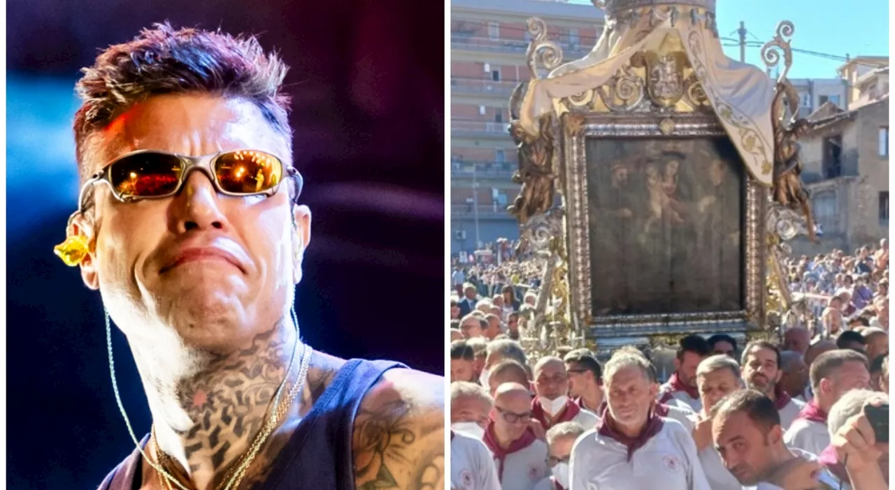 Fedez alla festa della Madonna di Reggio Calabria, la rivolta di parroci e portatori dell'effige: «Testi provo