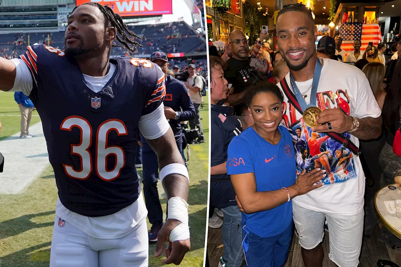 Simone Biles' husband, Jonathan Owens, called 'Mr. Biles' by NFL commentator after scoring touchdown for Chicago Bears