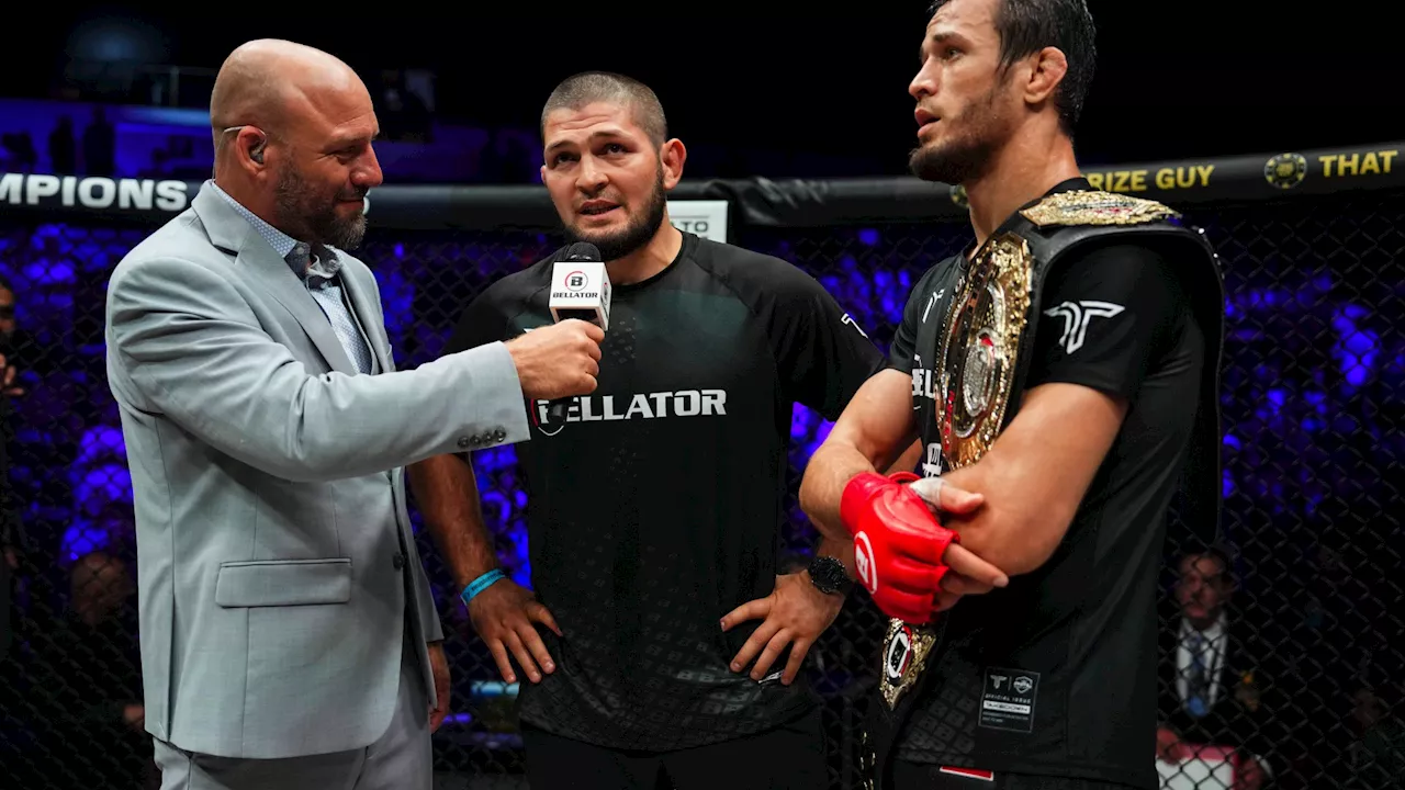 – Khabib Nurmagomedov gives passionate speech after coaching cousin to win in world tit...