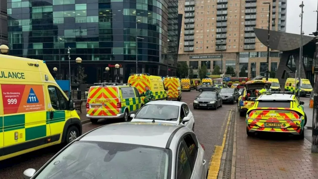 Ceiling ‘collapses on diners’ inside Pizza Express at Salford Quays as ambulances rush to restaurant...