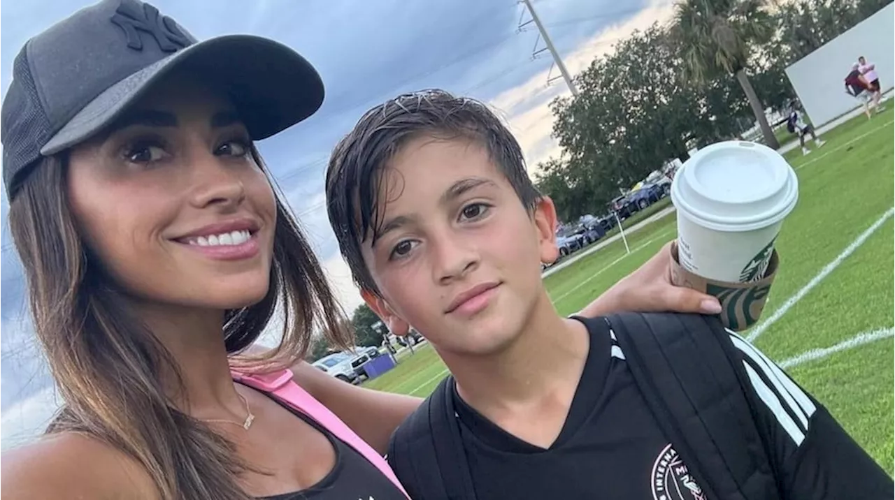 La reacción de Antonela Roccuzzo al ver un animal exótico durante un partido de fútbol de su hijo Thiago