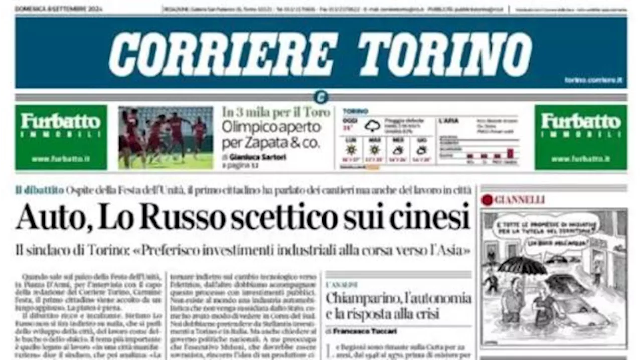 Tremila tifosi presenti, Il Corriere di Torino: 'Olimpico aperto per Zapata & co'