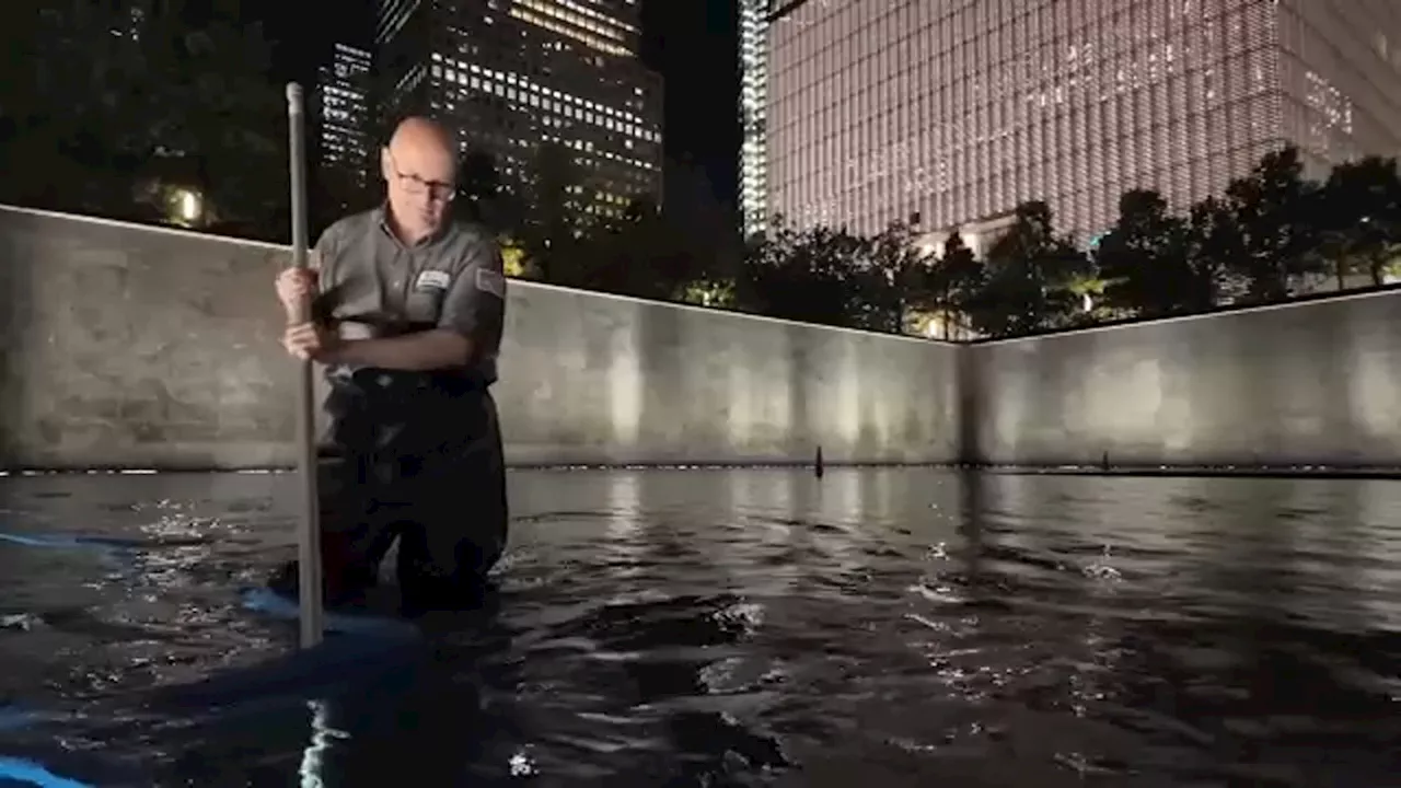 9/11 Memorial Pools refurbished and maintained nightly with reverence