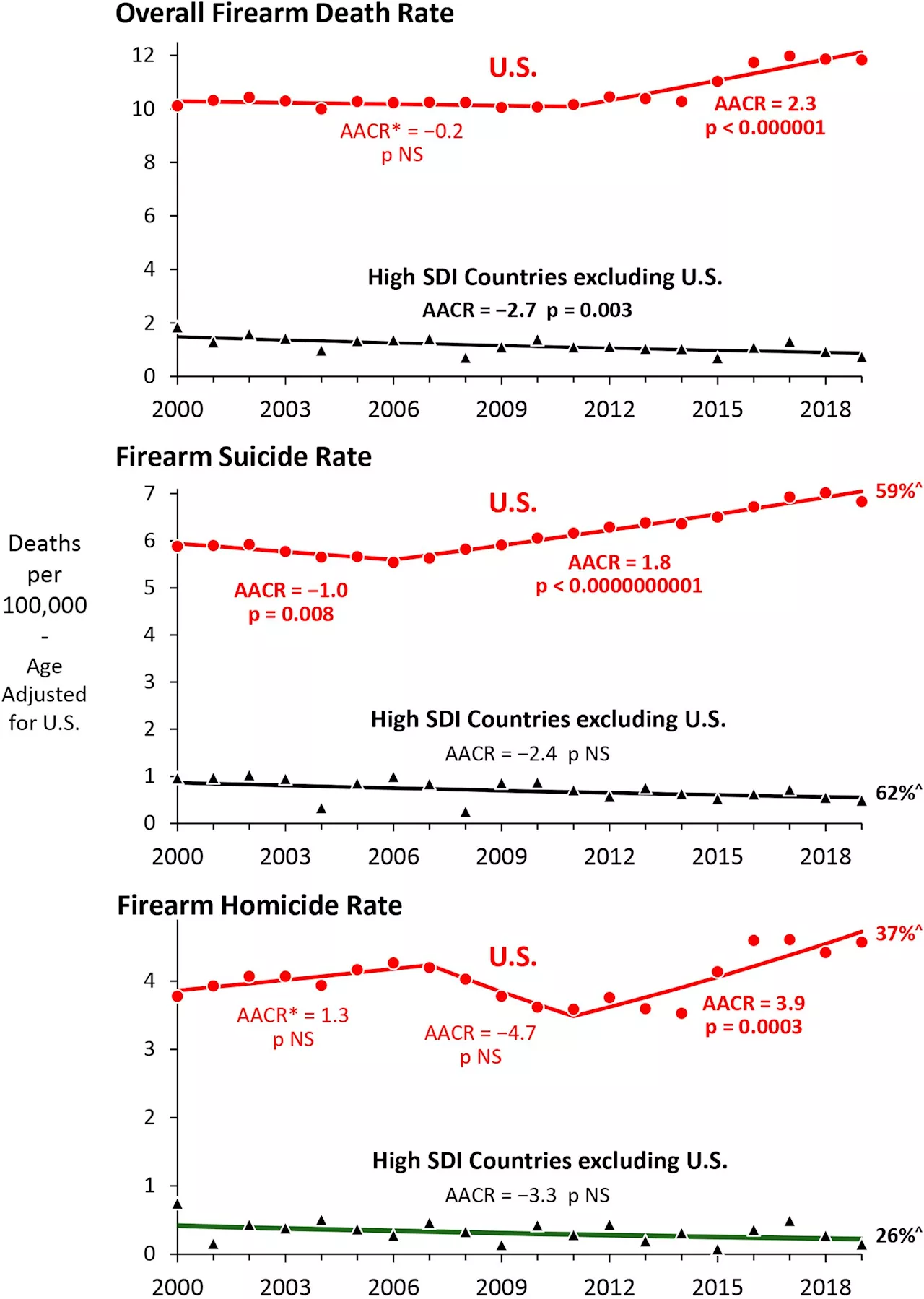 Prevalence of firearms in US drives public health crisis of gun deaths, study finds