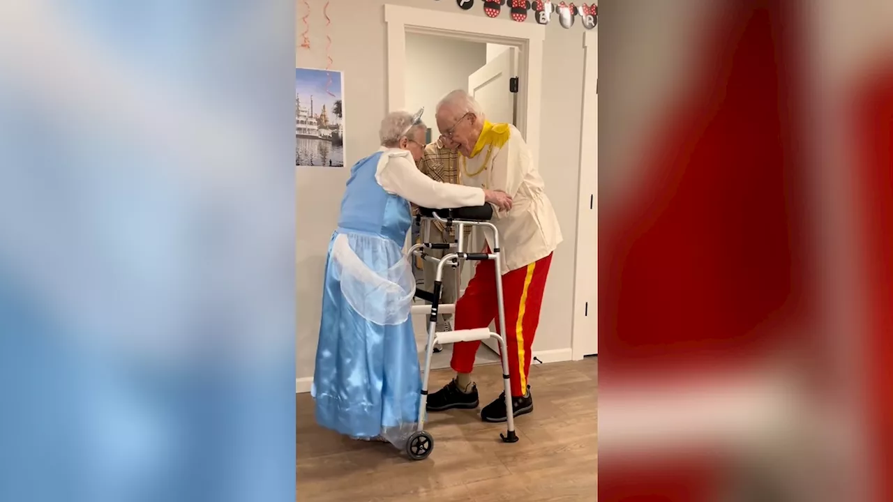 Great-grandfather buys walker to dance with wife on her 100th birthday