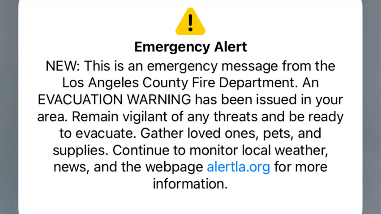Evacuation warning emergency alert was sent in error across LA County