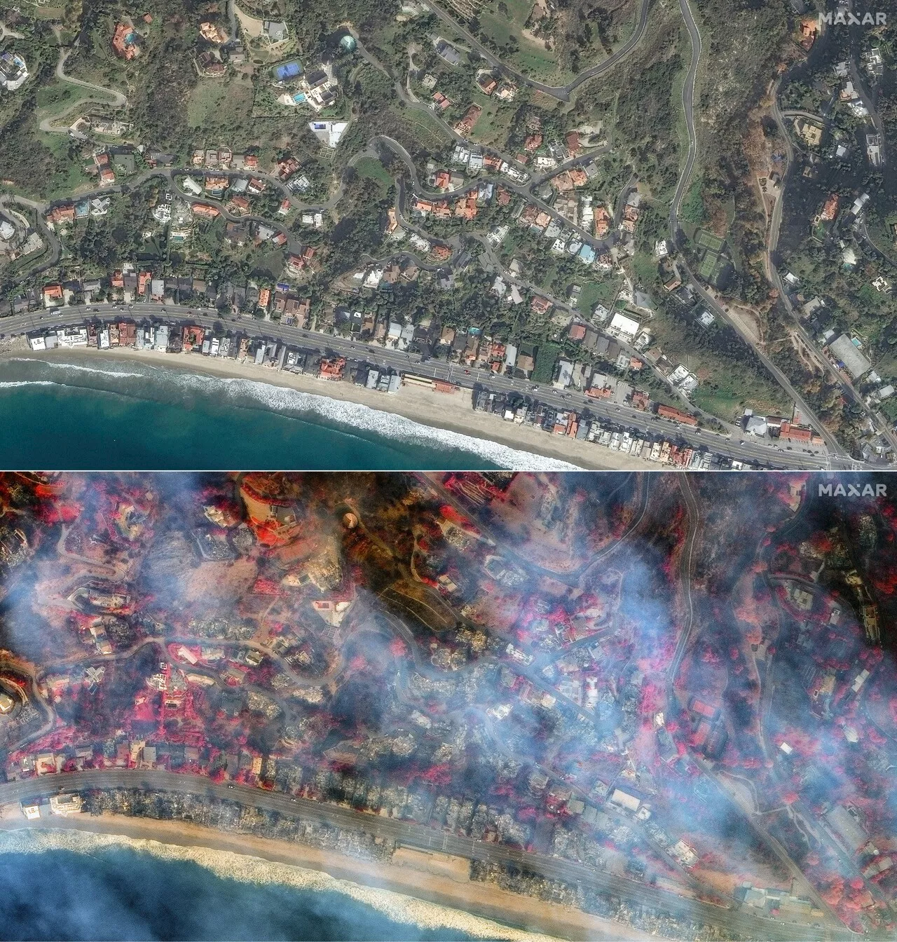 'Apocalyptique' : les terribles images avant/après des dégâts des incendies dévastateurs de Los Angeles